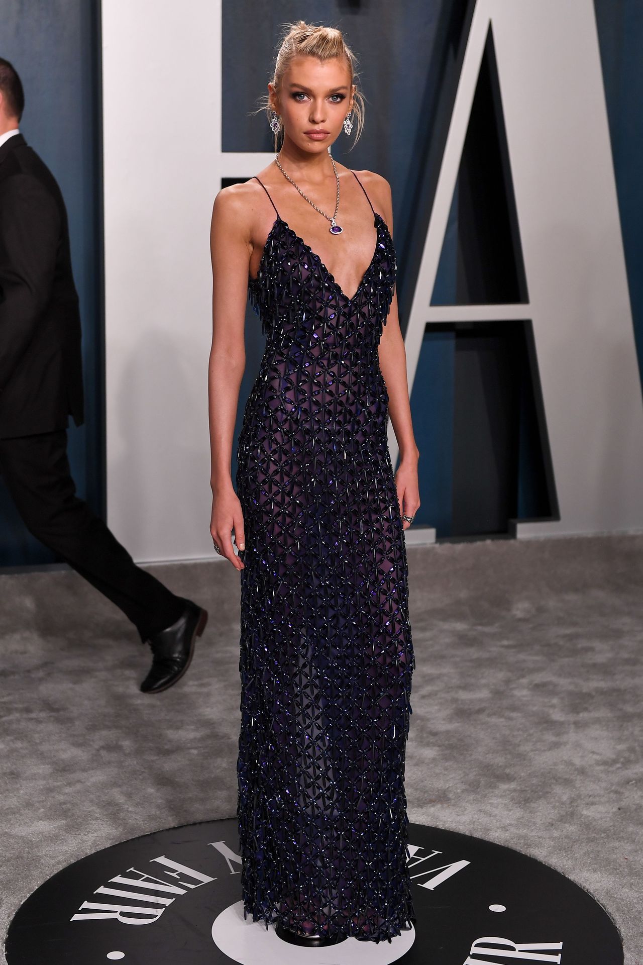 Braless Stella Maxwell Looks Hot In A Blue Gown 0011