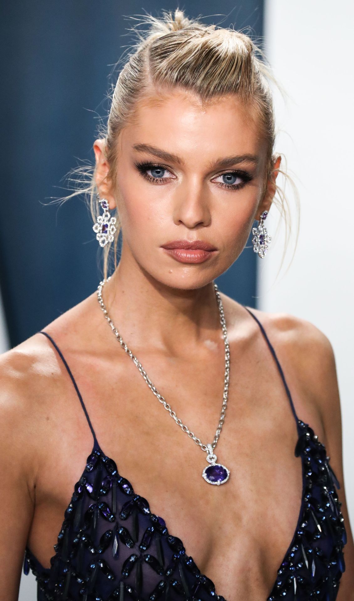 Braless Stella Maxwell Looks Hot In A Blue Gown 0013