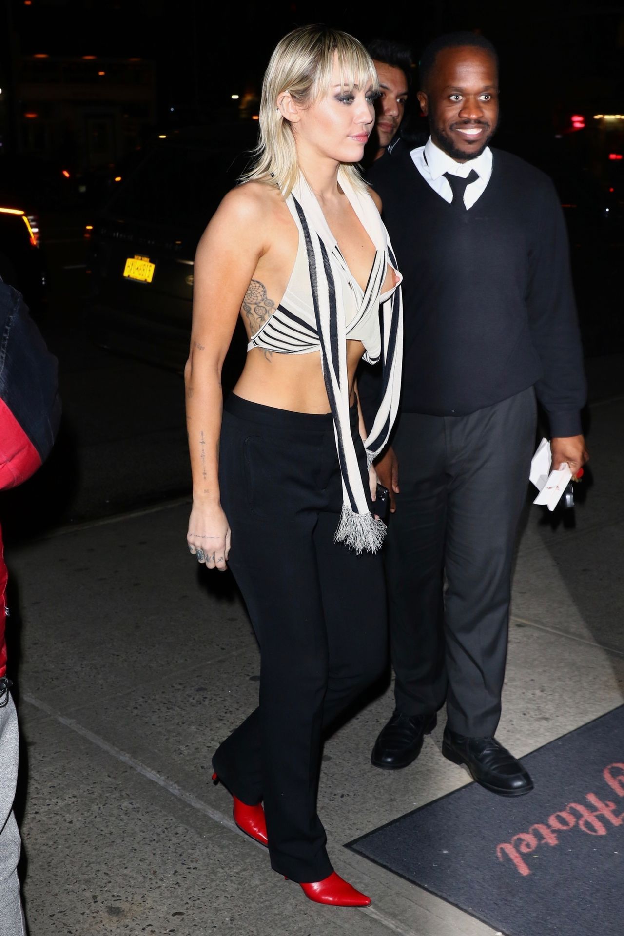Miley Cyrus Has A Nip Slip In A Silk Top Arriving At The Bowery Hotel 0002