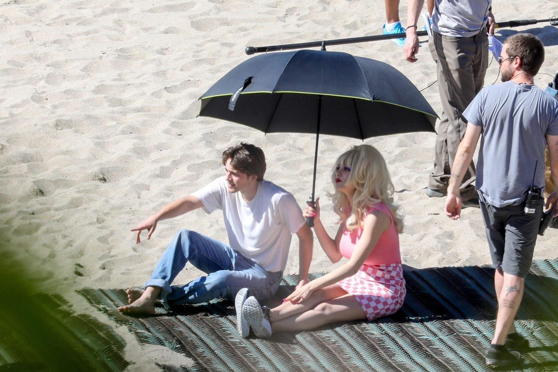 Emmy Rossum Films Scenes As The Iconic Angelyne On The Beach In Malibu 0039