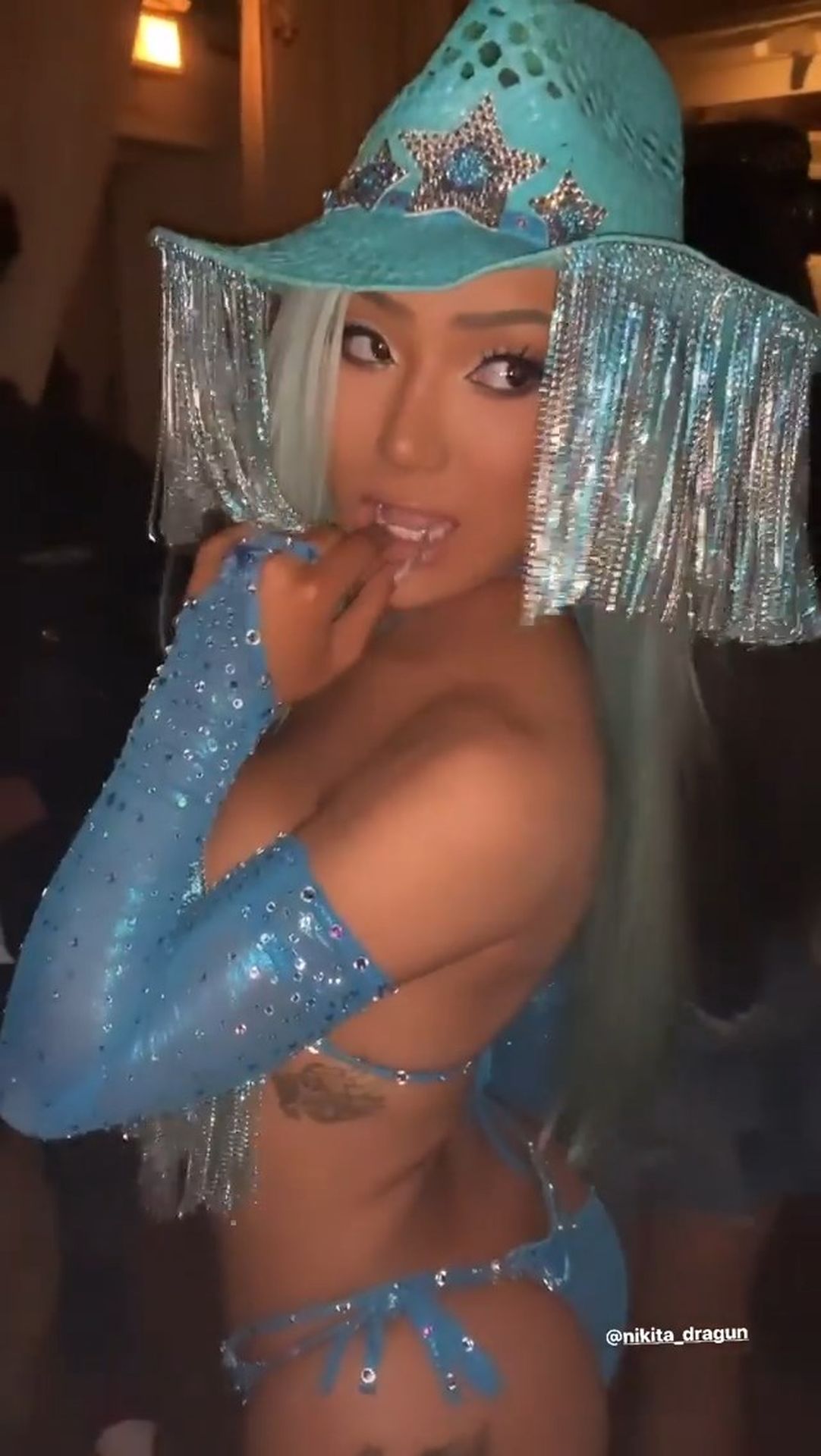 Nikita Dragun Shows Off All Her Assets While Rocking All Blue Arriving At Madison Beer’s 21st Birthday 0015