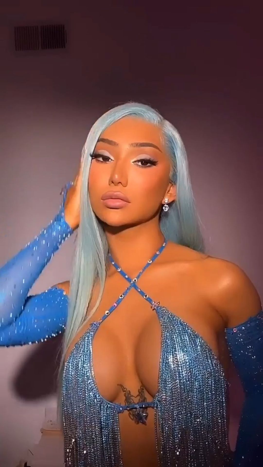 Nikita Dragun Shows Off All Her Assets While Rocking All Blue Arriving At Madison Beer’s 21st Birthday 0023
